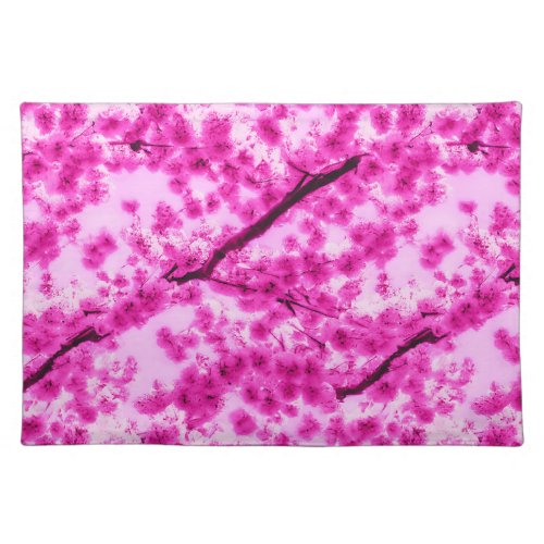 Watercolor Cherry Blossom Pattern Cloth Placemat