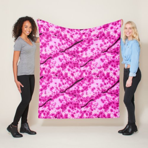 Watercolor Cherry Blossom Pattern Fleece Blanket