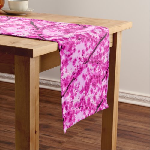 Watercolor Cherry Blossom Pattern Medium Table Runner