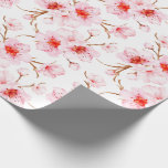 Watercolor Cherry Blossom Pattern Wrapping Paper<br><div class="desc">Beautiful pink cherry blossoms on a white background.</div>