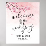 Watercolor Cherry Blossom Pink Floral Wedding Sign at Zazzle
