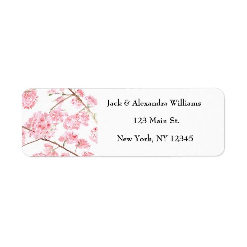 Watercolor Cherry blossom Pink Return Address  Lab Label
