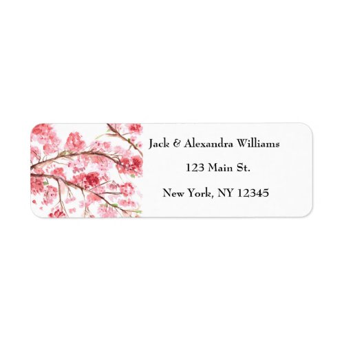 Watercolor Cherry blossom Pink Return Address  Label