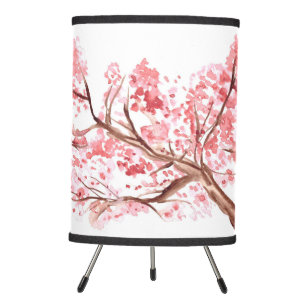 Watercolor Cherry Blossom Sakura Floral Pink Asian Tripod Lamp