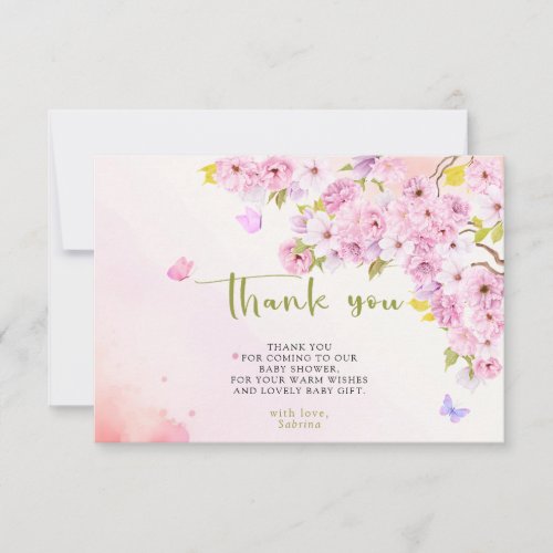 Watercolor Cherry Blossom Thank You Baby Shower