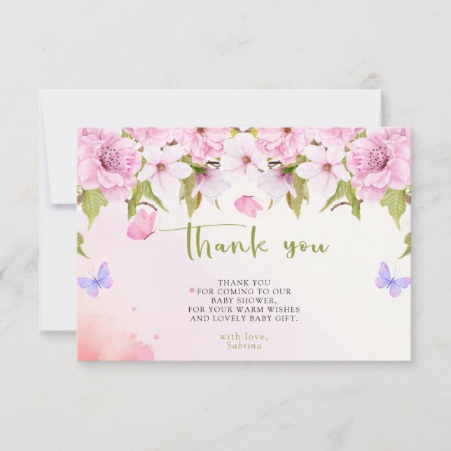 Watercolor Cherry Blossom Thank You Baby Shower (Front)