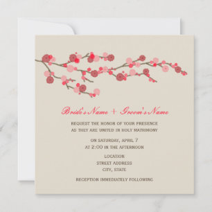 Watercolor Cherry Blossom Wedding Invitation