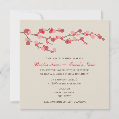 Watercolor Cherry Blossom Wedding Invite