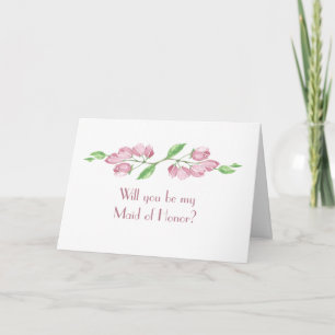 Watercolor Cherry Blossom Wedding Maid of Honor Invitation