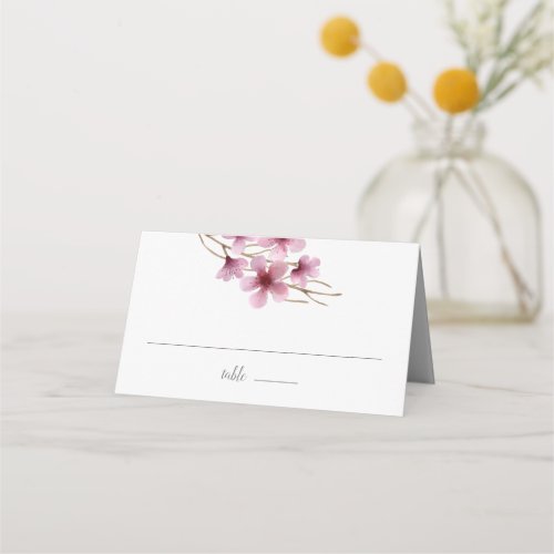 Watercolor Cherry Blossom Wedding Place Card