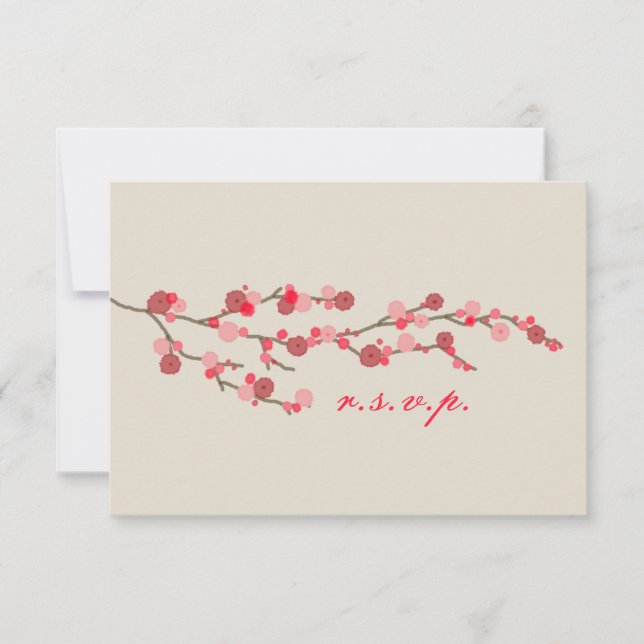 Watercolor Cherry Blossom Wedding RSVP (Front)