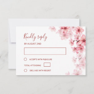 Watercolor Cherry Blossom Wedding RSVP Card