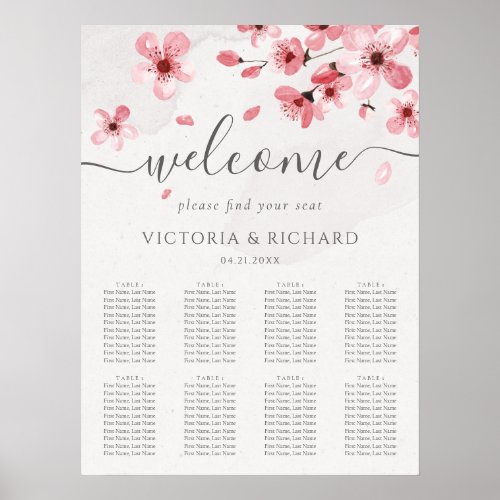 Watercolor Cherry Blossom Wedding Seating Chart