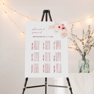 Watercolor Cherry Blossom Wedding Seating Chart Foam Board