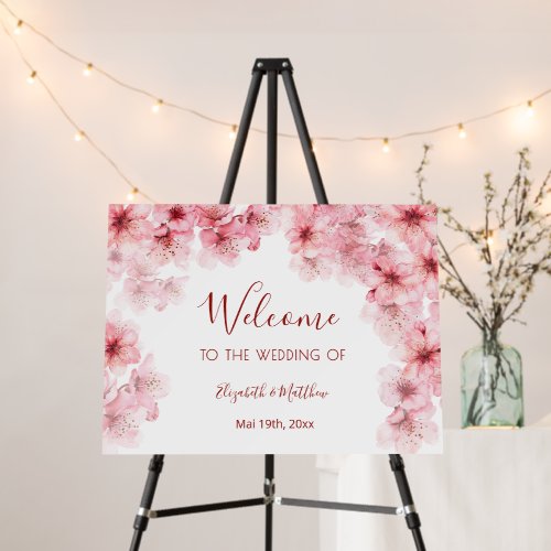 Watercolor Cherry Blossom Wedding Welcome Foam Board