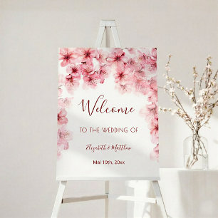  Watercolor Cherry Blossom Wedding Welcome Foam Board