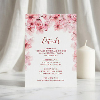 Watercolor Cherry Blossom White Enclosure Card