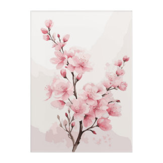 Watercolor Cherry Blossoms Acrylic Print