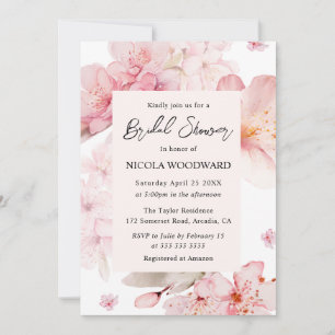 Watercolor Cherry Blossoms Bridal Shower Invitation
