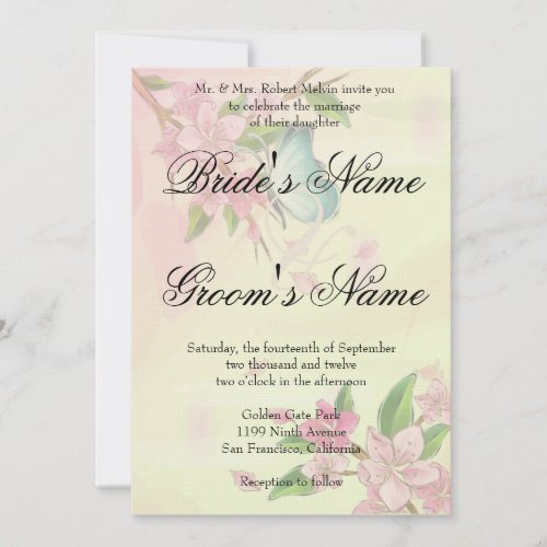 Butterfly and Blossoms Invites