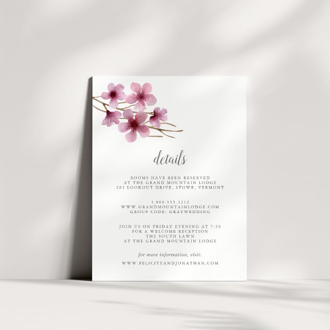 Watercolor Cherry Blossoms Guest Details Card (Creator Uploaded)