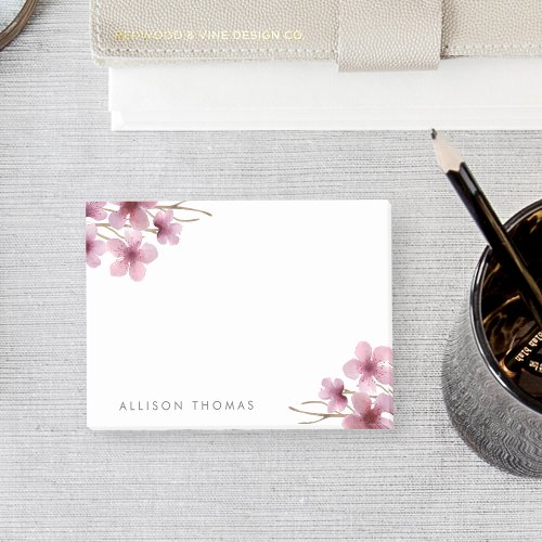 Watercolor Cherry Blossoms Personalized Post_it Notes