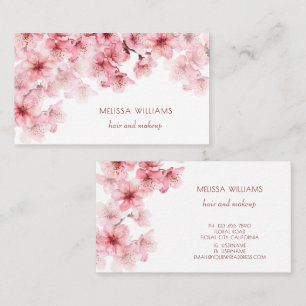 Watercolor Cherry Blossoms Pink Floral Business Card