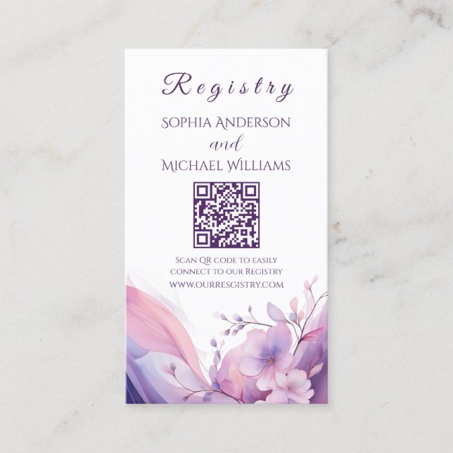 Watercolor Cherry Blossoms -Registry-Honeymoon Business Card (Front)