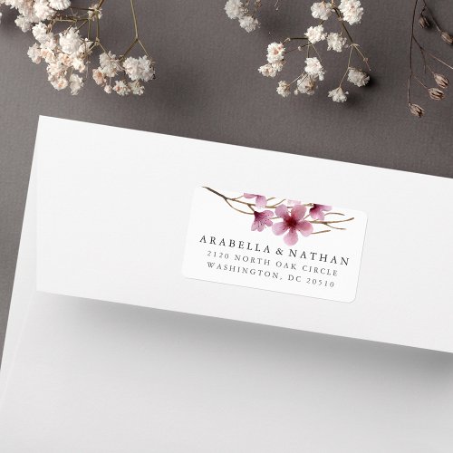Watercolor Cherry Blossoms Return Address Label