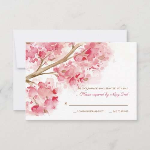 Watercolor Cherry Blossoms RSVP Cards