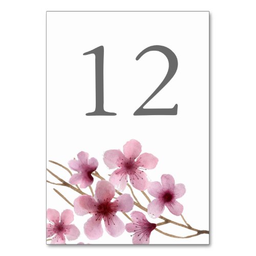 Watercolor Cherry Blossoms Table Number