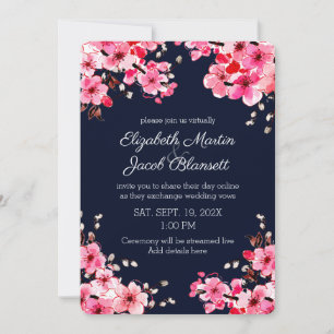 Watercolor Cherry Blossoms Virtual Wedding Invitation