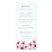 Watercolor Cherry Blossoms Wedding Menu Card