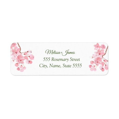 Watercolor Cherry blossoms  Wedding Return address Label