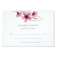 Watercolor Cherry Blossoms Wedding RSVP Card