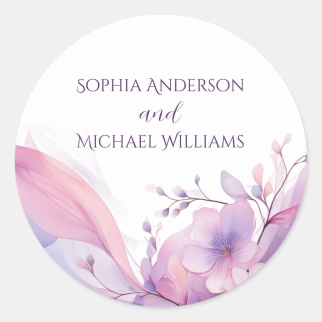 Watercolor Cherry Blossoms-Wedding Stickers (Front)