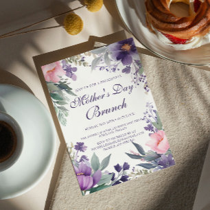 Watercolor Cherry Flowers Mother's Day Brunch Invitation