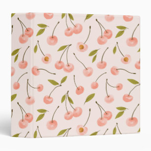 Watercolor Cherry Pattern 3 Ring Binder