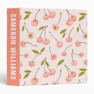 Watercolor Cherry Pattern 3 Ring Binder