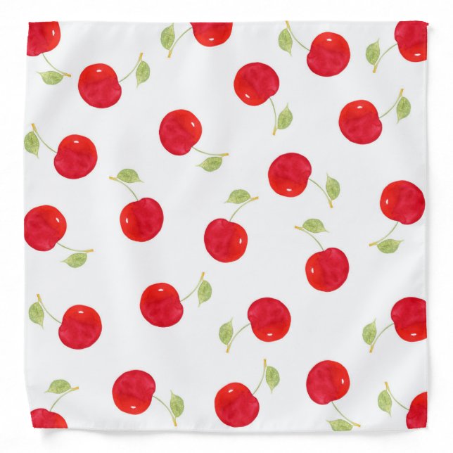 Watercolor Cherry Pattern Bandana (Front)