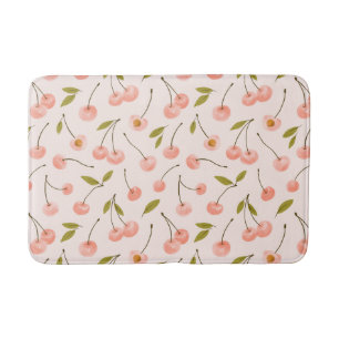 Watercolor Cherry Pattern Bath Mat