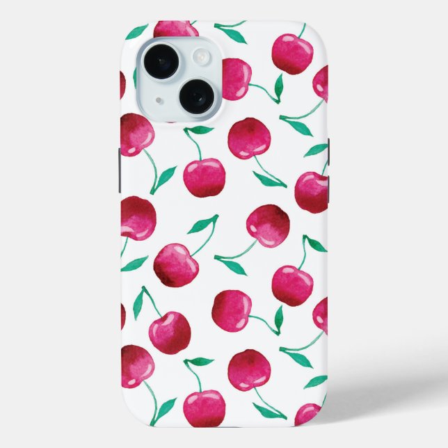 Watercolor Cherry Pattern Case-Mate iPhone Case (Back)