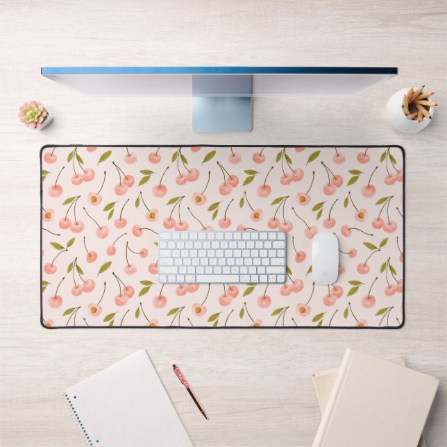 Watercolor Cherry Pattern Desk Mat (Office 1)
