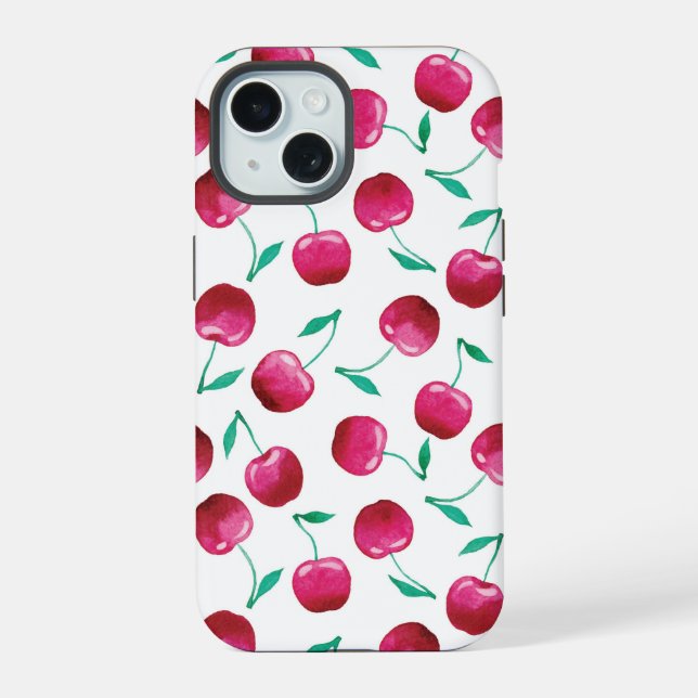 Watercolor Cherry Pattern Iphone Case (Back)