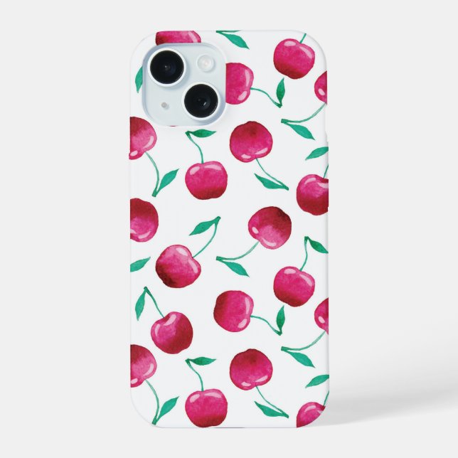 Watercolor Cherry Pattern Iphone Case (Back)