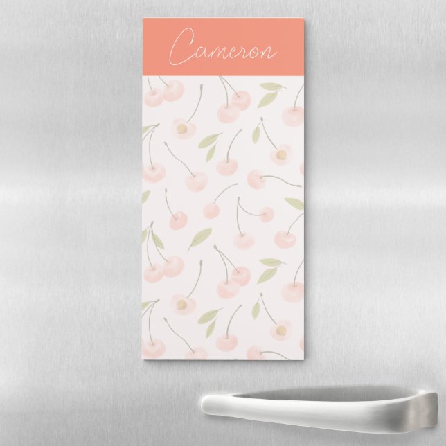 Watercolor Cherry Pattern Magnetic Notepad (In Situ)