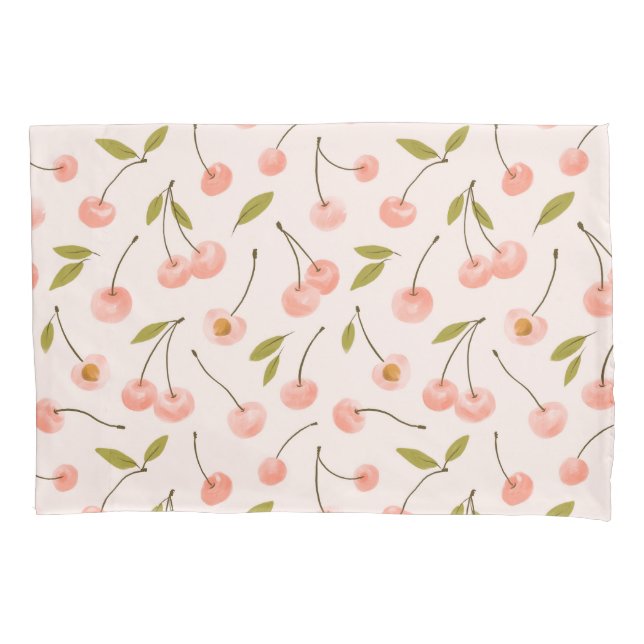 Watercolor Cherry Pattern Pillow Case (Front)