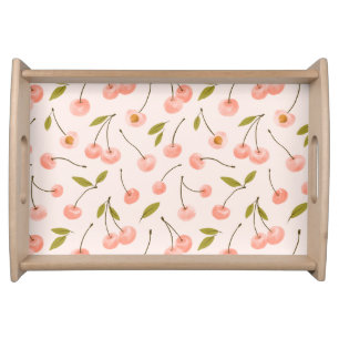 Watercolor Cherry Pattern Serving Tray