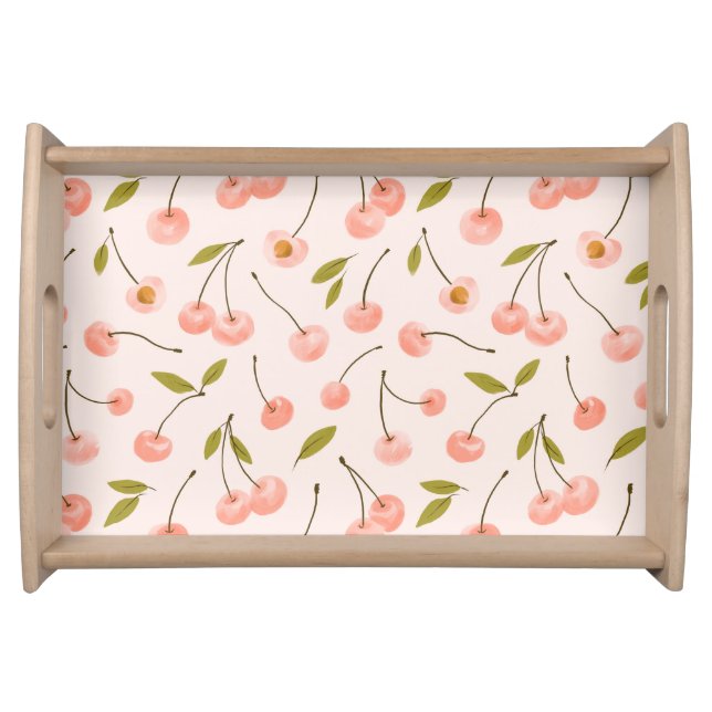 Watercolor Cherry Pattern Serving Tray (Front)