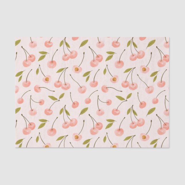Watercolor Cherry Pattern Tissue Paper (Front)